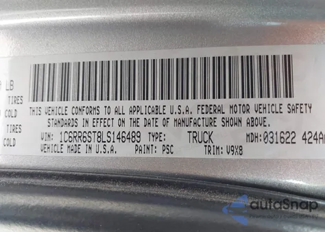 2020 Ram 1500 Classic Tradesman 4X2 6'4 Box from USA, damaged, VIN 1C6RR6ST8LS146489